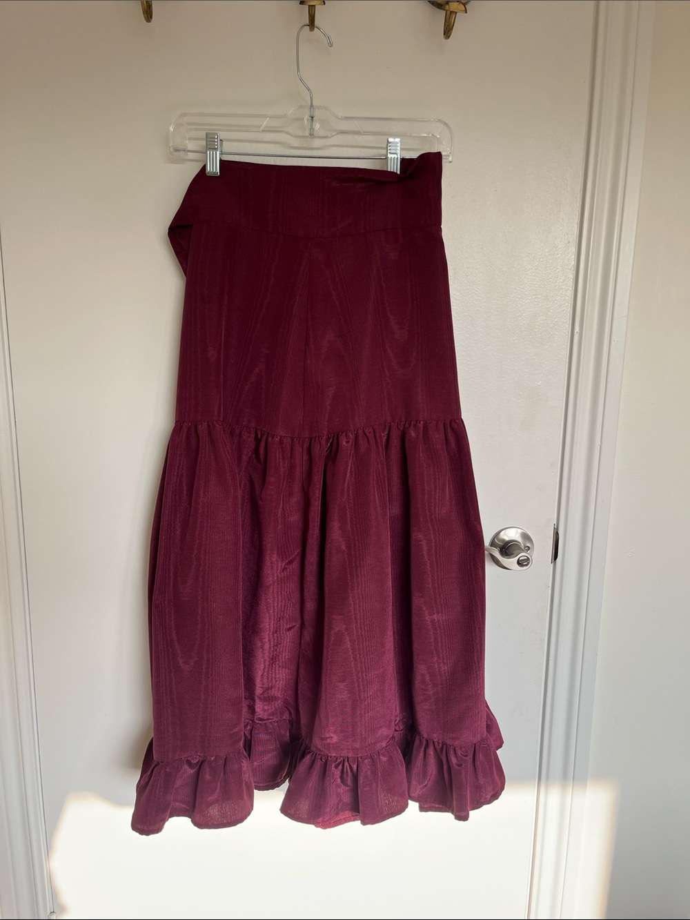 Batsheva Wine Ruffled Maxi Skirt